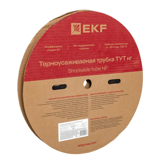 Термоусаживаемая трубка ТУТ нг 12/6 черная рулон EKF PROxima
