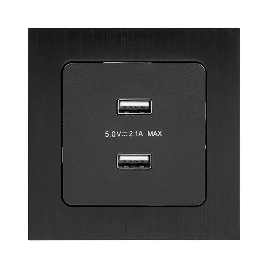 Стокгольм Механизм Розетки USB 2-местной 2,1А винтовые клеммы черный EKF PROxima
