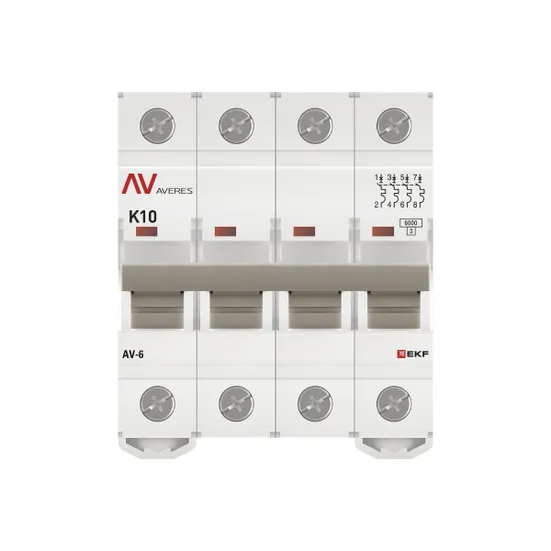 Выключатель автоматический AV-6 4P 10A (K) 6kA EKF AVERES