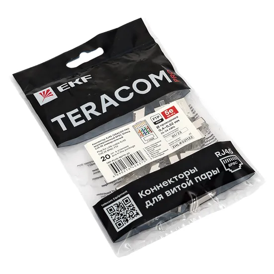 Коннектор RJ-45 TERACOM PRO экранированный 8P8C 30мкд Cat.5E универсальный (упак.20шт)