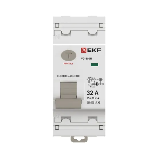 Выключатель дифференциального тока ВД-100N 2P 32А 30мА тип A эл-мех 6кА PROXIMA EKF