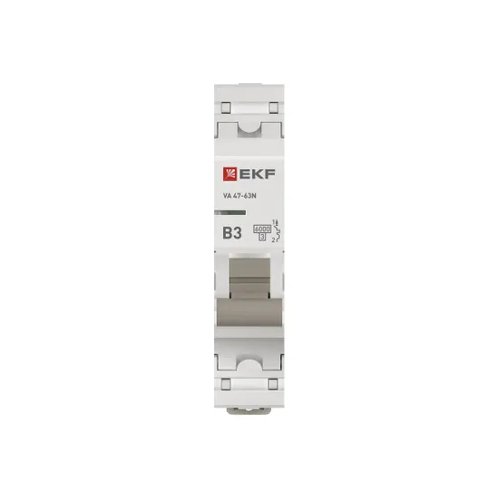 Автоматический выключатель 1P 3А (B) 6кА ВА 47-63N EKF PROxima