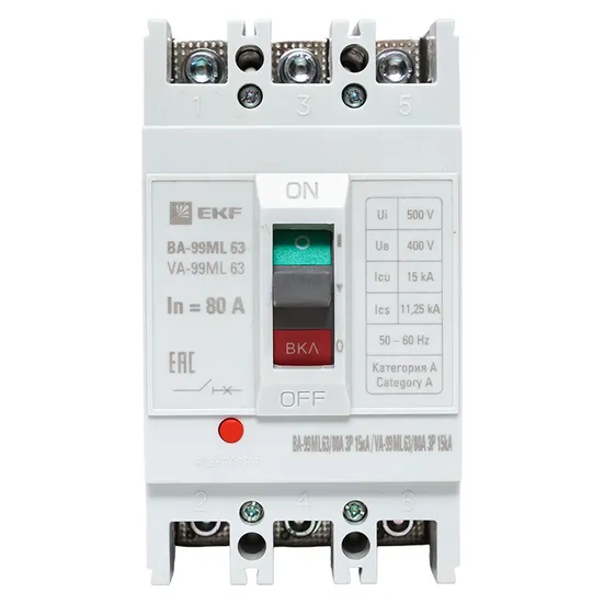 Автоматический выключатель ВА-99МL 63/ 80А 3P 15кА EKF Basic