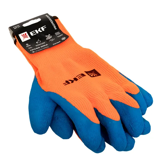 Перчатки рабочие ПРОФИ ЗИМА с рельефным латексным покрытием утепленные (10 класс, 10 разм) EKF Professional