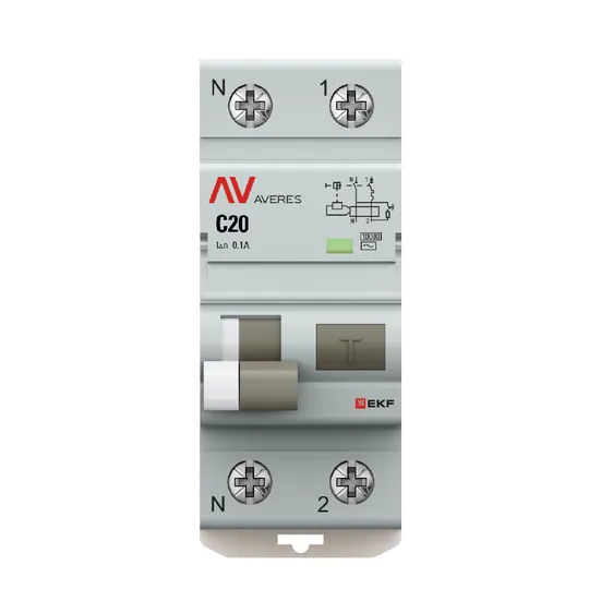 Дифференциальный автомат DVA-10 1P+N 20А (C) 100мА (AC) 10кА EKF AVERES