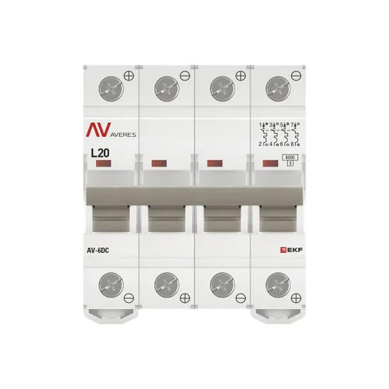 Выключатель автоматический AV-6 DC 4P 20A (L) 6kA EKF AVERES