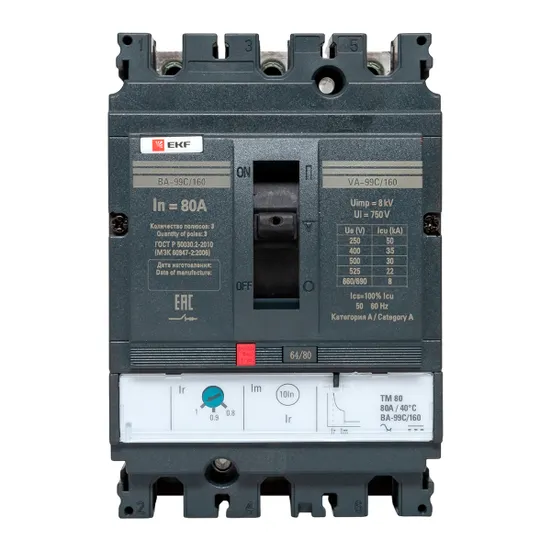 Выключатель автоматический ВА-99C 160/80А 3P 35кА EKF