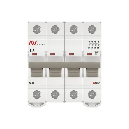 Выключатель автоматический AV-10 4P 6A (L) 10kA EKF AVERES