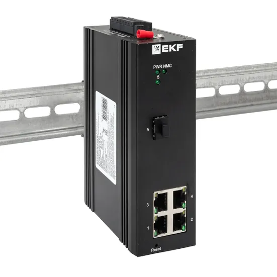 Промышленный управляемый коммутатор уровня L2 ML2-1GX/SFP-4GTP, 1 порт 1000Base-X SFP, 4 порта 10/100/1000Base-T(X) RJ45 c PoE, монтаж на динрейку TSX EKF