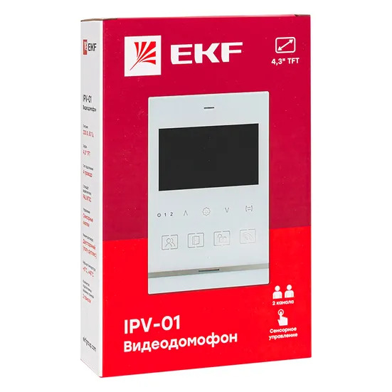 Видеодомофон IPV-01 бел. 4''TFT 4пр. 2 канала IP20 EKF