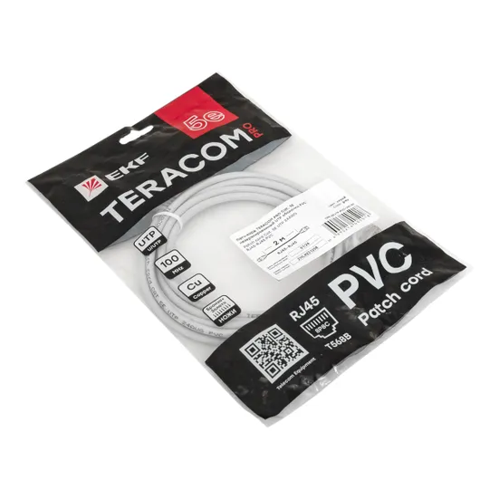 Патч-корд TERACOM PRO Cat.5E неэкранированный UTP оболочка PVC серый (2,0м)