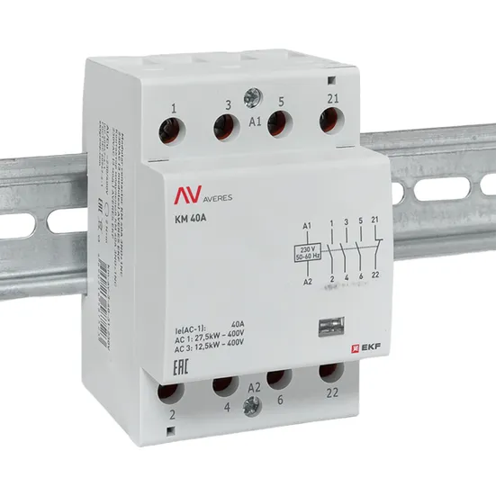 Контактор модульный КМ 40А 3NO+1NC 230VAC (3 мод.) AVERES EKF
