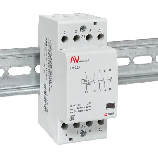 Контактор модульный КМ 25А 3NO+1NC 230VAC (2 мод.) AVERES EKF