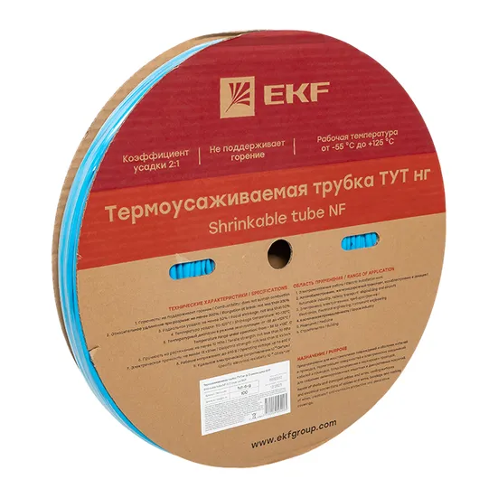 Термоусаживаемая трубка ТУТ нг 6/3 синяя рулон EKF PROxima