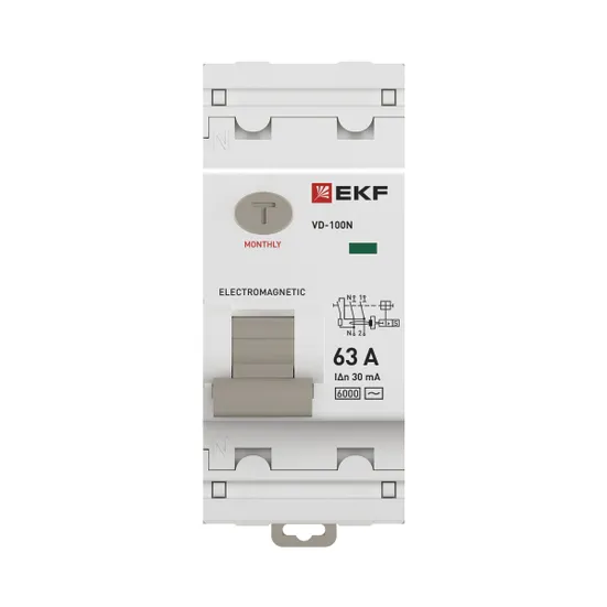 Выключатель дифференциального тока ВД-100N 2P 63А 30мА тип AC эл-мех 6кА PROXIMA EKF