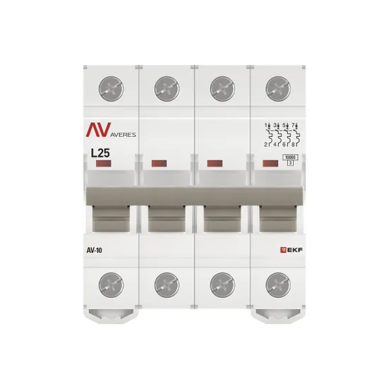 Выключатель автоматический AV-10 4P 25A (L) 10kA EKF AVERES