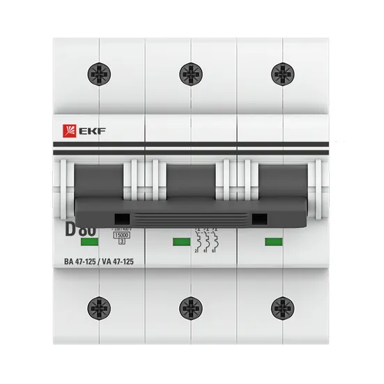Автоматический выключатель 3P 80А (D) 15кА ВА 47-125 EKF PROxima