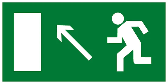 Знак пластик E06 "Направление к эвакуационному выходу налево вверх" (150x300) ГОСТ 12.4.026-2015 EKF PROxima