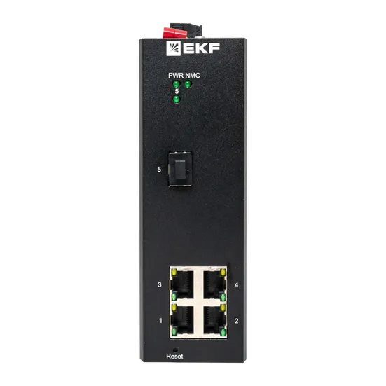 Промышленный управляемый коммутатор уровня L2 ML2-1GX/SFP-4GTP, 1 порт 1000Base-X SFP, 4 порта 10/100/1000Base-T(X) RJ45 c PoE, монтаж на динрейку TSX EKF