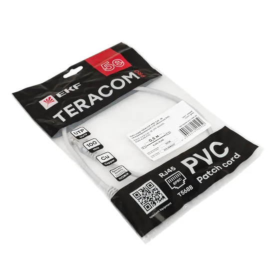 Патч-корд TERACOM PRO Cat.5E неэкранированный UTP оболочка PVC серый (0,5м)