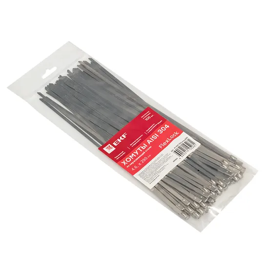 Хомут AISI 304 из нержавеющей стали, 4.6x290 (100 шт.) FlexLock PROxima