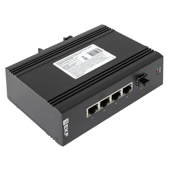 Промышленный неуправляемый коммутатор U-1GX/SFP-4GTP, 1 порт 1000Base-X SFP, 4 порта 10/100/1000Base-T(X) RJ45 c PoE, монтаж на динрейку TSX EKF