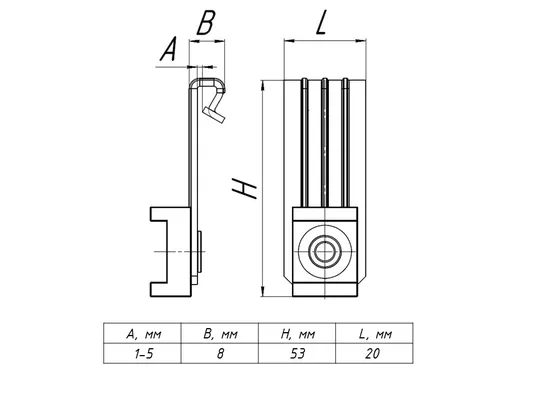 Вертикальный балочный зажим 1-5 мм под нейлоновую стяжку TDZ EKF