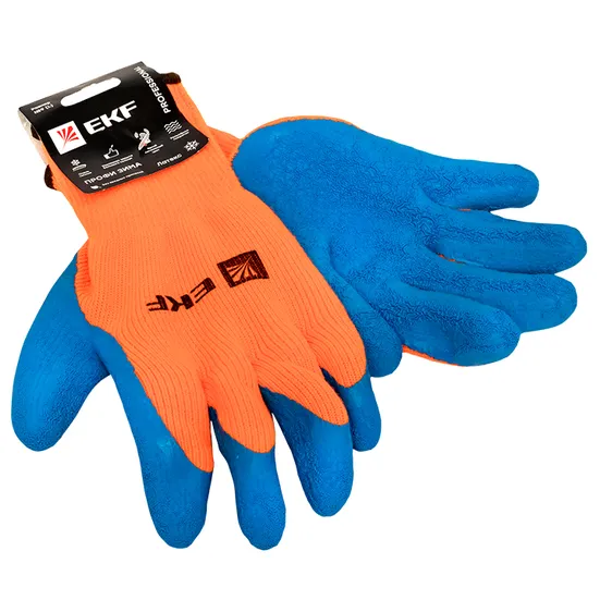 Перчатки рабочие ПРОФИ ЗИМА с рельефным латексным покрытием утепленные (10 класс, 9 разм) EKF Professional