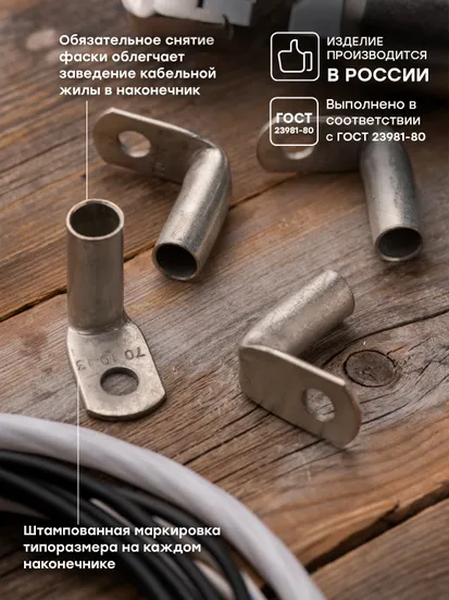 Наконечник медный луженый ТМЛ 70-10-13 (90гр) EKF PROxima