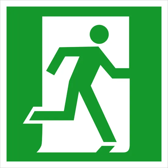 Знак наклейка E01-02 "Выход здесь" (правосторонний) (200х200) ГОСТ 12.4.026-2015 EKF