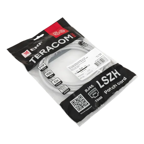 Патч-корд TERACOM PRO Cat.5E экранированный FTP оболочка LSZH серый (3,0м)