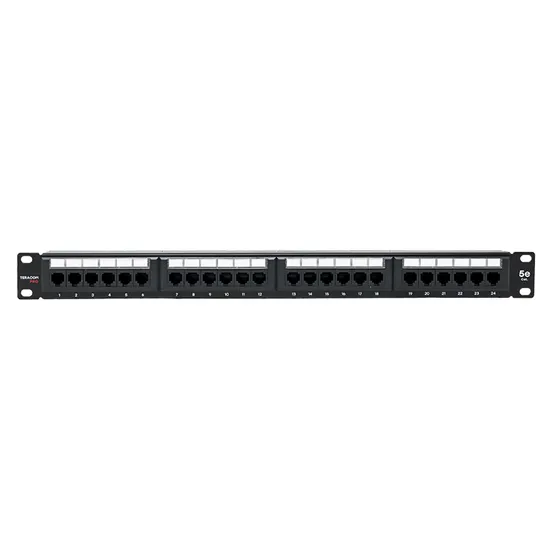 Патч-панель TERACOM PRO 19'' Cat.5E 1U неэкранированная UTP 24 порта RJ-45 Dual IDC с органайзером