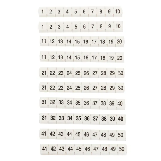 Маркеры для ST/Push-in 2,5 с нумерацией 1-50 для крепления сбоку (100 шт.) EKF