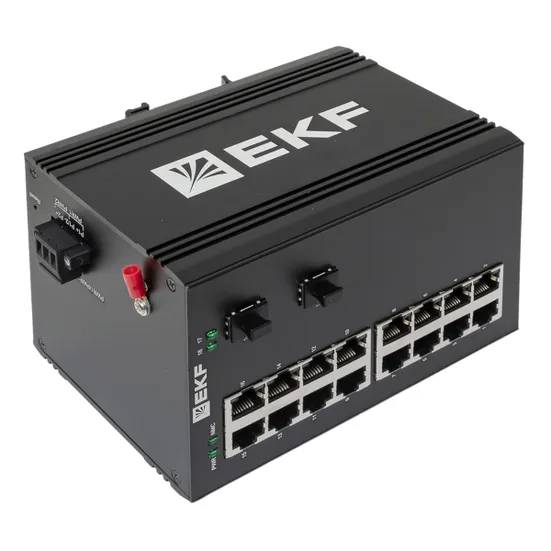 Промышленный неуправляемый коммутатор U-2GX/SFP-16GT, 2 порта 1000Base-X SFP, 16 портов 10/100/1000Base-T(X) RJ45, монтаж на динрейку TSX EKF