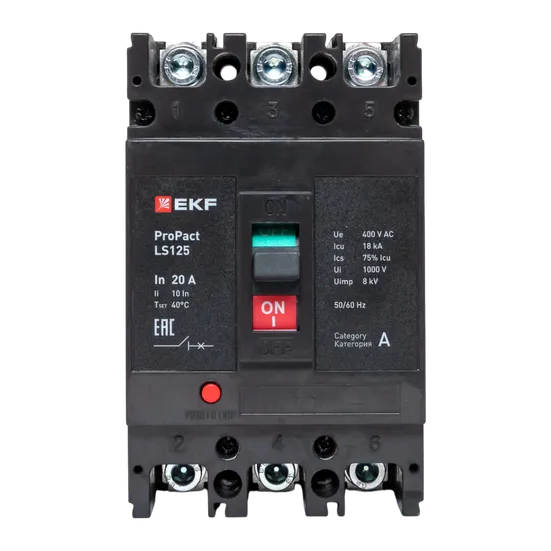 Автоматический выключатель LS125 18кА 3P 20А ProPact EKF