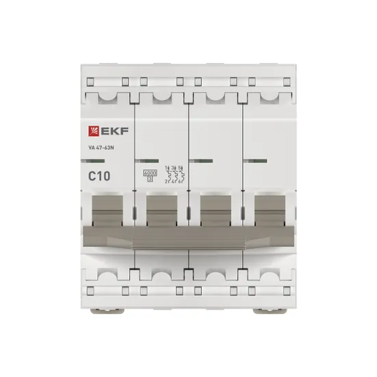 Автоматический выключатель 4P 10А (C) 6кА ВА 47-63N EKF PROxima