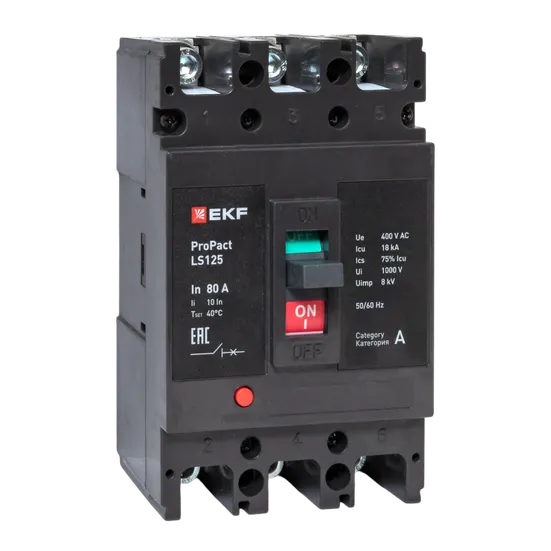 Автоматический выключатель LS125 18кА 3P 80А ProPact EKF