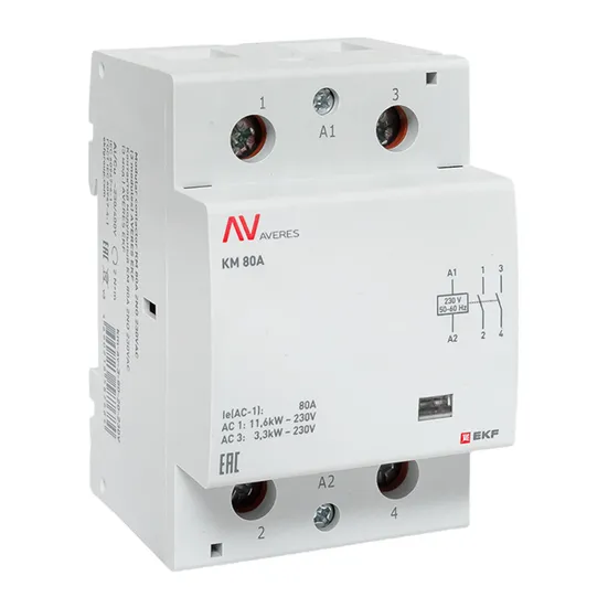 Контактор модульный КМ 80А 2NО 230VAC (3 мод.) AVERES EKF