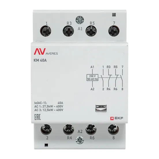 Контактор модульный КМ 40А 2NO+2NC 230VAC (3 мод.) AVERES EKF