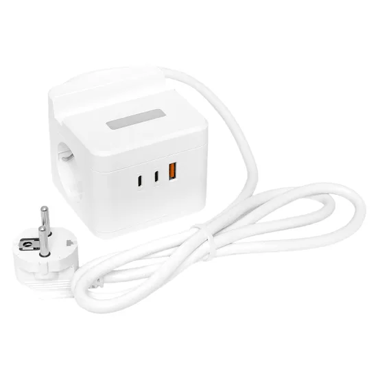 Удлинитель "Куб" 2 гнезда 1USB + 2Type C с быстрой зарядкой, подставкой под телефон и ночником 1,3 метра 1мм2