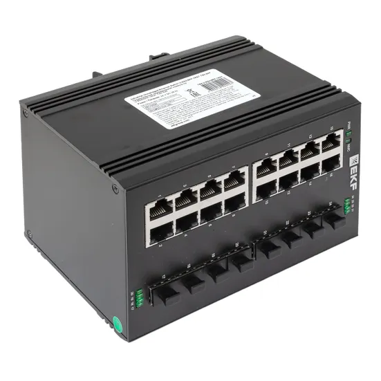 Промышленный неуправляемый коммутатор U-8GX/SFP-16GT, 8 портов 1000Base-X SFP, 16 портов 10/100/1000Base-T(X) RJ45, монтаж на динрейку TSX EKF