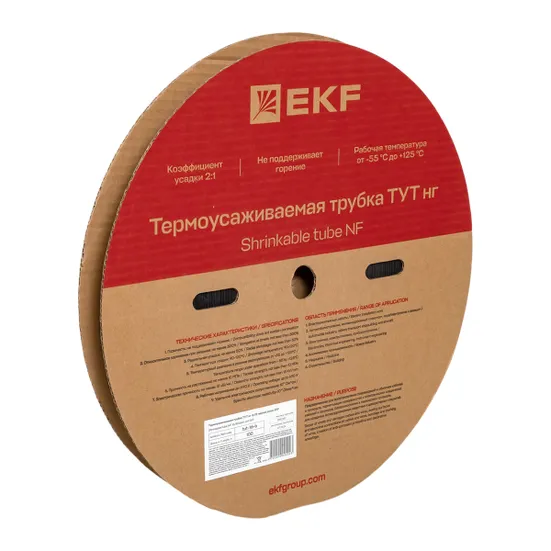 Термоусаживаемая трубка ТУТ нг 16/8 черная рулон EKF PROxima