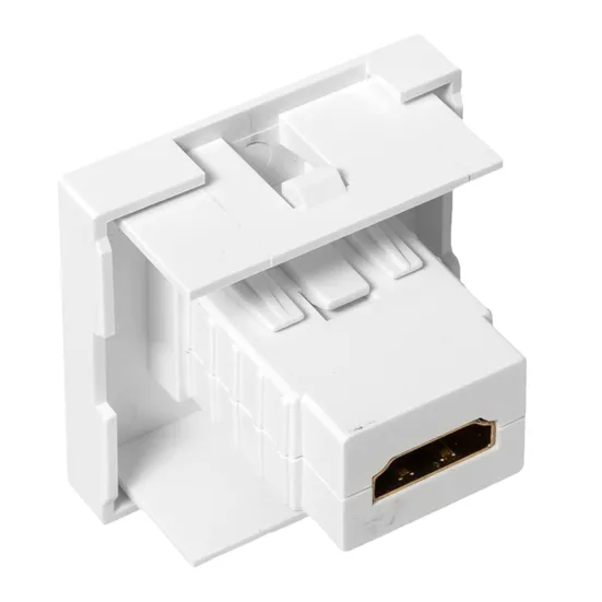 Розетка HDMI, 2 модуля, 1 гнездо, без индикатора, белая EKF