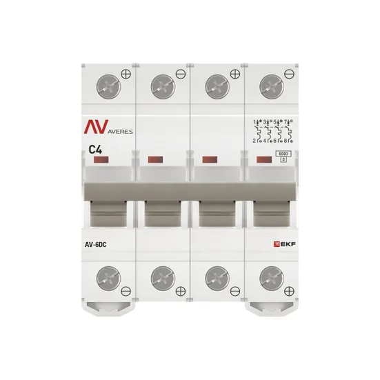 Выключатель автоматический AV-6 DC 4P 4A (C) 6kA EKF AVERES