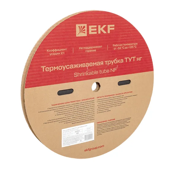Термоусаживаемая трубка ТУТ нг 8/4 черная рулон EKF PROxima