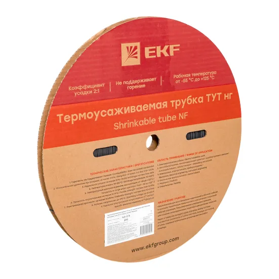 Термоусаживаемая трубка ТУТ нг 2/1 черная рулон EKF PROxima