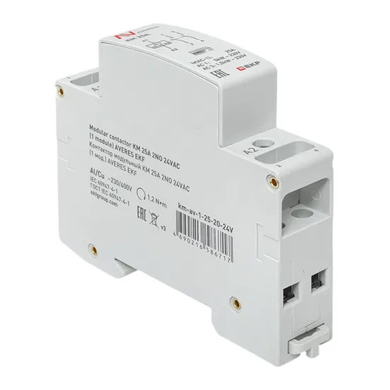 Контактор модульный КМ 25А 2NО 24VAC (1 мод.) AVERES EKF