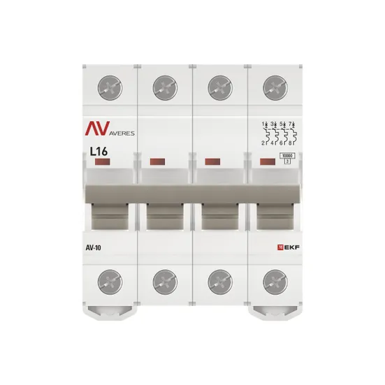 Выключатель автоматический AV-10 4P 16A (L) 10kA EKF AVERES