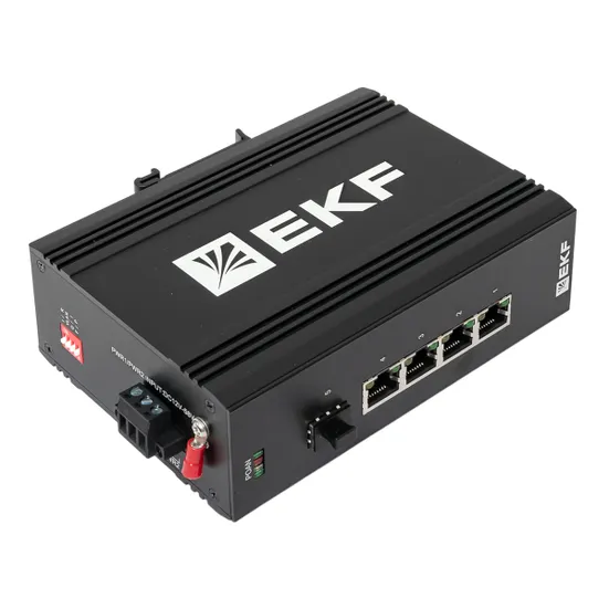 Промышленный неуправляемый коммутатор U-1GX/SFP-4GTP, 1 порт 1000Base-X SFP, 4 порта 10/100/1000Base-T(X) RJ45 c PoE, монтаж на динрейку TSX EKF