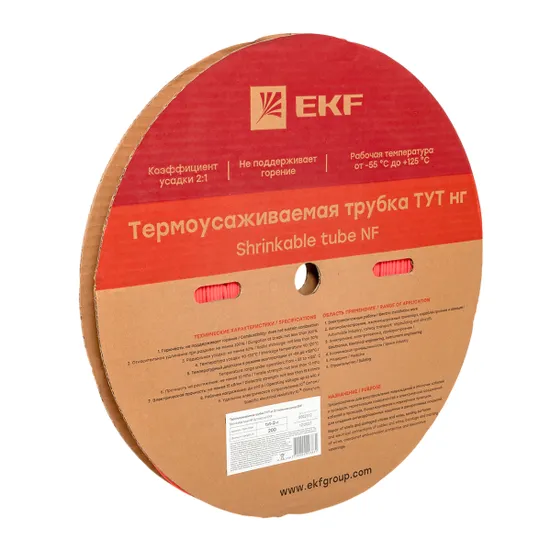 Термоусаживаемая трубка ТУТ нг 2/1 красная рулон EKF PROxima